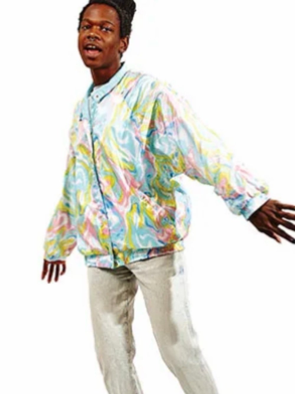 Vintage Pastel Psychedelic Windbreaker 90s Y2K Swirl Jacket Medium unisex Bocoo
